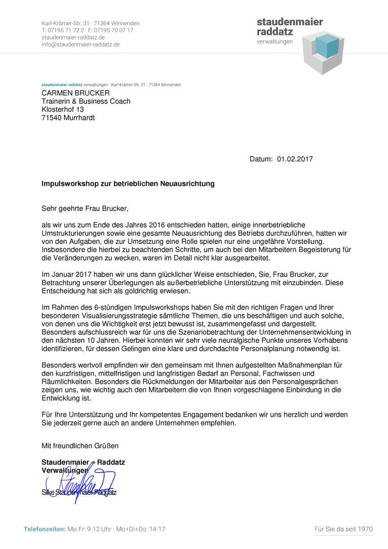Testimonial Staudenmaier-Raddatz Verwaltung