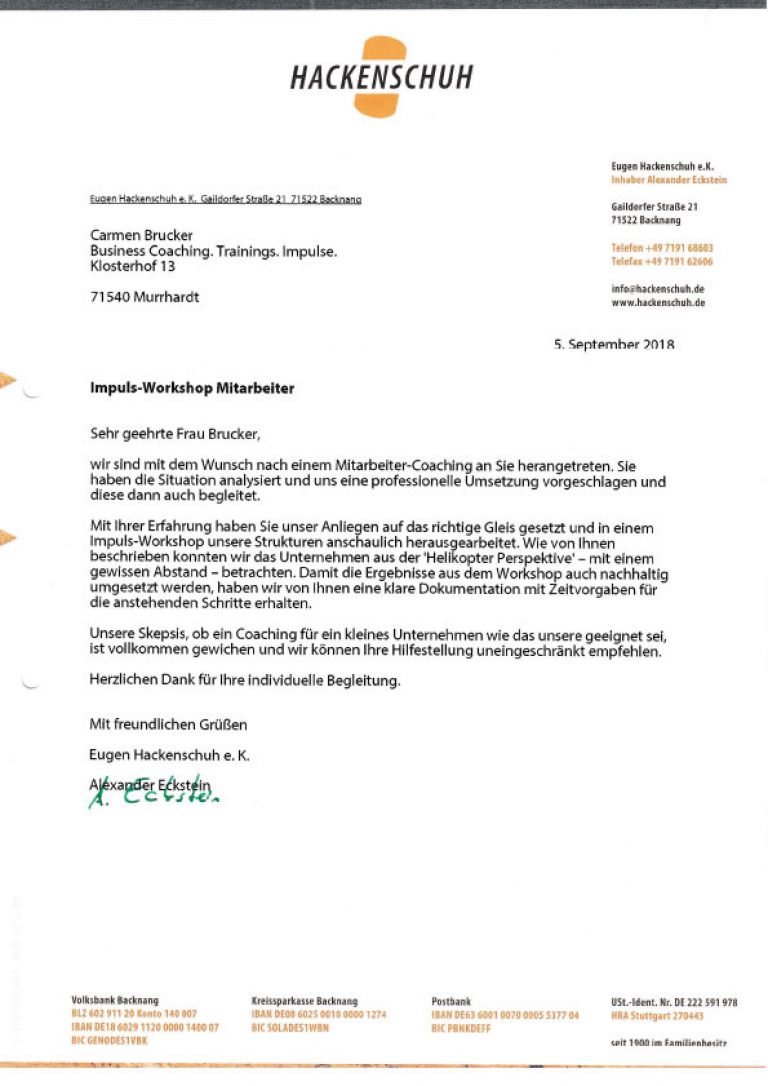 Testimonial Eugen Hackenschuh e. K.